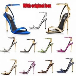 Avec boîte tom chaussures de robe talons ford chaussures élégant marque femmes fords chaussures cordons pointes sandales nues serrure de quincaillerie et femme clé metal stiletto mariage