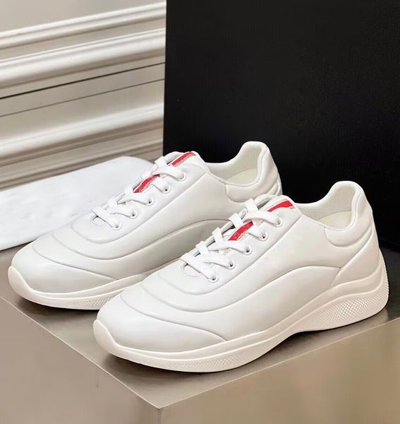 Avec boîte Top Qualité America's Cup Hommes Baskets Chaussures Blanc Noir Cuir De Veau Coureur Sport Baskets À Lacets Fête De Mariage Skateboard En Gros Chaussures EU46