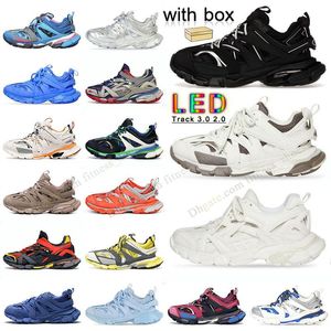 Avec boîte Balencigalies Track LED 3.0 Chaussures de créateur Hommes Femmes Baskets Baskets de luxe Triple Noir Blanc Rose Bleu Orange Violet Jaune Pistes LED Chaussure de sport