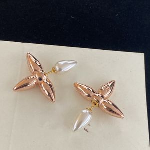 Avec boîte blanc rose or stud femmes lettre logo graver boucles d'oreilles de luxe filles bijoux de mariage s925 aiguille en argent bijoux de vacances de Noël