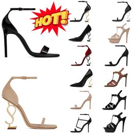 Con caja Sandalias de diseñador para mujer Bombas Opyum Tacones de aguja Tacones altos Cuero Puntas abiertas 8 10 12 14 cm Fiesta Boda Oficina Negro Desnudo Caliente Rojo Marrón Zapatillas de lujo