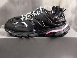Met doos dames heren ontwerper Casual schoenbaan led sneaker licht grijs blauw gomma lederen zwart roze trainer nylon bedrukt platform voor mannen 3 3.0 trainers schoenen l8s