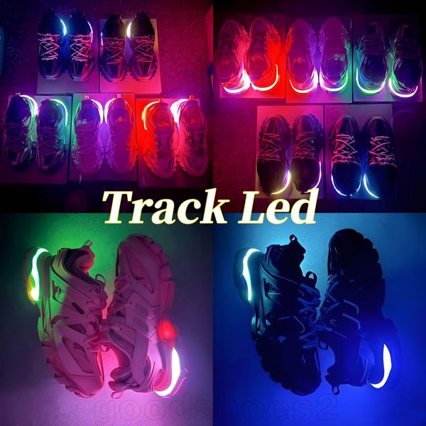 Track LED Sneakers Designer Femmes Hommes Running Casual Shoe Light Gris Bleu Gomma Cuir Noir Entraîneur Nylon Plateforme Imprimée Pour Hommes Light 3 3.0 Baskets avec boîte