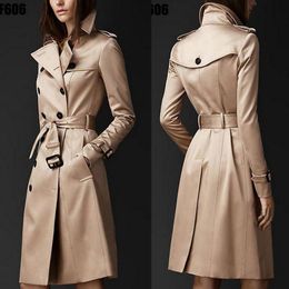 Con gabardina de estilo británico para mujer, nuevos abrigos para mujer, abrigo largo con doble botón para primavera y otoño, S-3XL de talla grande
