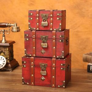 Boîte au trésor en bois avec serrure de couleur Bronze, conteneurs de coffre Vintage de Style rétro européen, Design Antique, coffre cadeau 240327
