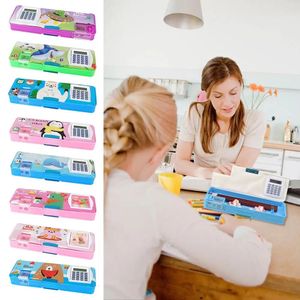 Avec calculatrice crayon crayon astronaute / design animal crayon crayon crayon crayon double couche de papeterie en plastique Organisateur 240423