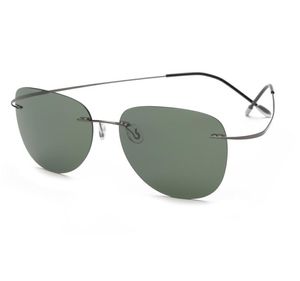 Met kast gepolariseerde titanium zonnebril Polaroid merkontwerper Rimless Gafas Men Sun Glazen zonnebril voor Men3544705