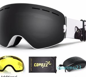 avec étui Lunettes sphériques Len Jaune Ski Hommes Femmes Coffret Neige