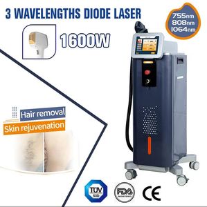 met CE -goedkeuring 808 nm ijsdiode laser ontharing machine drievoudige golflengte 755 808 1064nm permanent ontharing haarverwijdering huid rejuvatie schoonheidsmachine