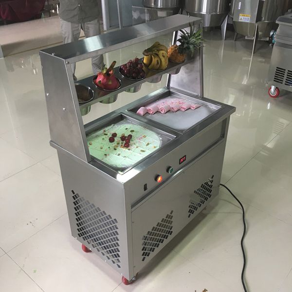 Con certificación CE 220V 110V máquina de helado frito Tailandia máquina de rollo de helado frito máquina de helado de fruta congelada rápida