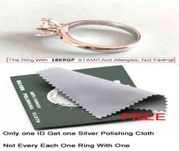 avec cericate 18K White Gold Solitaire 6 mm 8 mm Lab Diamond Ring Engagement Bands de mariage Gift For Women No Fade Allergy 275I4722466