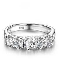 Met cericaat 925 zilveren ring luxe band zirkoonringen voor vrouwen eeuwigheid belofte cz kristal ring bruiloft sieraden6270534