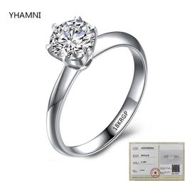 Met cericaat luxe solitaire 2 0ct zirconia diamantring 925 massief zilver 18k witgouden trouwringen voor vrouwen CR168203F234L9424588