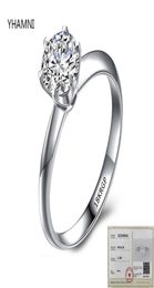 Met cericaat luxe solitaire 2 0ct zirconia diamantring 925 massief zilver 18k witgouden trouwringen voor vrouwen CR168203F234L1200901