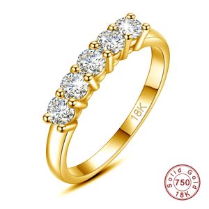 Avec certificat anneau d'or solide 18k d'origine pour femmes 5 pierre au 750 Bijoux de mariage de luxe avec cadeau de tampon féminin 240424