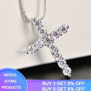 Met Certificaat 11 Stks Lab Diamond Cross Hanger Ketting 925 Sterling Silver Choker Verklaring Dames 925 Sieraden