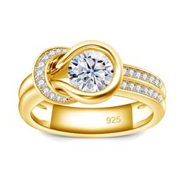 avec certificat Bow Knot Ring Moisanite pour femmes Band de mariage 7mm 1.2ct de fiançailles de bijoux de bijoux mariée Gift Tendance