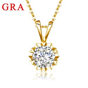 Avec certificat D couleur 65mm 1CT collier pour femme pendentif en or femmes chaînes de mariage bijoux fins vente 240112