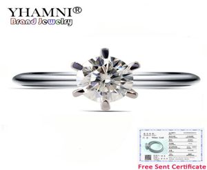 Met certificaat nieuwe mode wit goud kleur trouwringen voor vrouwen merk luxe 1 karaat lab diamant goud ringen sieraden r0183963757