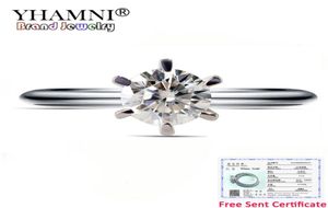 Met certificaat nieuwe mode wit goud kleur trouwringen voor vrouwen merk luxe 1 karaat lab diamant goud ringen sieraden r0181938270