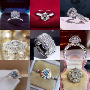 avec certificat bagues en or blanc pour femmes 2.0ct taille ronde zircone diamant bague solitaire bague de mariage fiançailles mariée