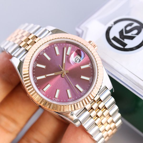 Avec Diamond Mens Watch 41 mm Pink Dial Sapphire Mécanisme automatique 36 mm Mes de dames Just Just Fashion Luxury Wrist Wrists 904L
