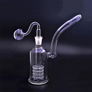 Met glazen oliebrander pijp 8inch stereo glazen beker bong waterpijp met matrix percolaten recycler dab rig 14mm asvanger bong