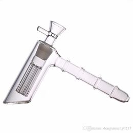 con tubo de quemador de aceite de vidrio Glass Hammer Bong Water Pipes con 6 Filter Tube Thick Pyrex Clear Glass panal Bongs 18mm hembra