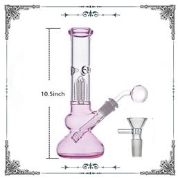 met glazen oliebrander pijp roze 10.5 inch dab rig waterpijp arm boom perc glas beker bong ultra-goedkope prijs