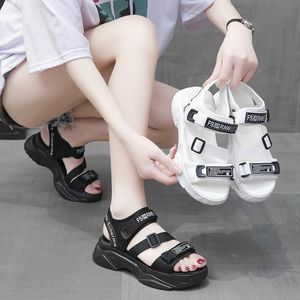Con sandalias de tacón plataforma para mujeres de verano hebilla zapatos deportivos casuales sándalo sandalia blanca Mujer 5CMSA 30 IA