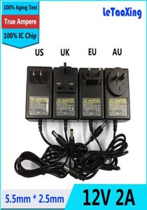 Avec puce IC, 50 pièces, adaptateur d'alimentation de haute qualité AC 100240V à DC 12V 2A, 5521mm25mm, DHL 1677888