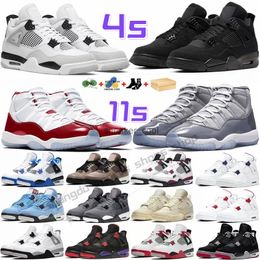 Met Jumpman 4 Heren Basketbalschoenen 11 Heren Dames Sneakers 4s Zwart Kat Wit Oreo Universiteit Blauw Infrarood Cactus Jack Koel Grijs 11s