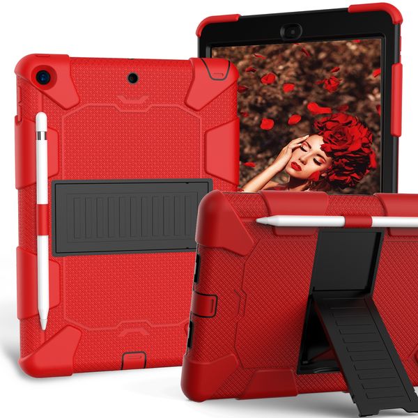 Avec béquille Silicone PC antichoc tablette étui porte-stylo fixation 3 couches Protection pour Samsung Tab A 10.1 2019 T510