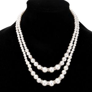 avec diamants de style coréen et collier de perles double couche 9142