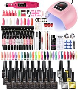 Avec sèche-lampe perceuse Kit de manucure Polygels Gel vernis Soakoff outils d'art des ongles ensembles 2206065263910