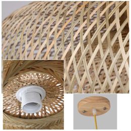 Met LED -lamp rattan rieten bamboe houten hanger licht plafond luster kroonluchter hanglamp hand ambacht huis woonkamer slaapkamer decor