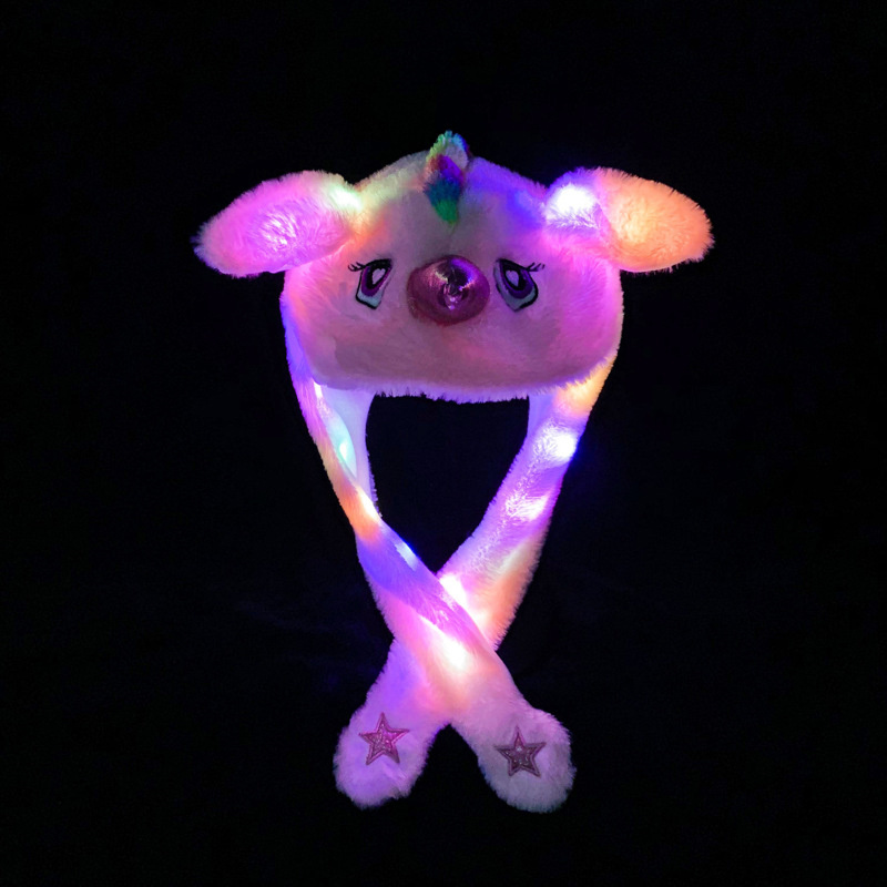With LED Lights Cartoon Plush Animal Dancing Hat Ears Movable Jumping Bunny Hat Role Play Party Christmas Holiday Cute Suitable for Children and Adults DHL