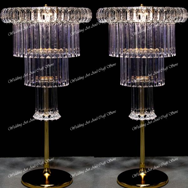 Con luz) accesorios de boda tira de hielo de cristal soporte de flores salón de bodas mesa de boda florero decoración 349