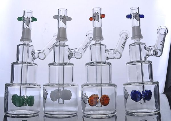 Engranaje de color Hitman Water Glass Bongs Cake Smoking Pipes Dab Rigs Water Pipes con neumático perc 14 mm junta macho 8 pulgadas