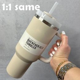 Met LOGO US STOCK Klaar voor verzending Quencher Tumblers H2.0 40oz roestvrijstalen bekers Siliconen handvat Deksel Stro 2e generatie Automokken Waterflessen 20 kleuren B1226