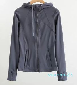 Veste de Yoga avec Logo pour femmes, haut à capuche, sport, fitness, course, serré, fermeture éclair, cardigan, manches longues