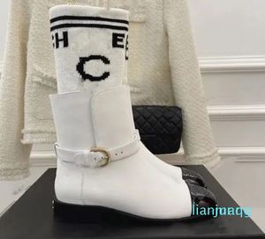 Avec des créateurs de moutons en métal Stretch Boot Chelsea Rainboot Toes Round Knight Fashion Snow Boot