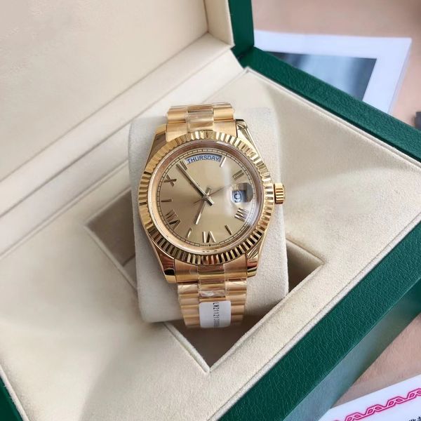 Con caja original de 41 mm de reloj de lujo DateJust Date Presidente Gold Diamond Dial Asia 2813 Movimiento Mecánico Automático Man's Watches Montre de Luxe