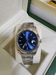 Con caja original Reloj de lujo para hombre y mujer de 41 mm Datejust Fecha Presidente Esfera azul plateada Asia 2813 Movimiento Mecánico Relojes automáticos para hombre Montre De Luxe 69