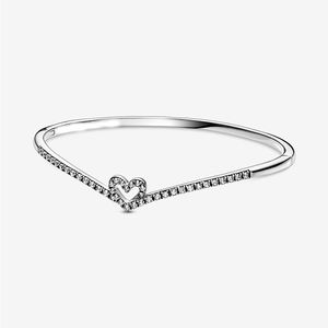 Met Originele DOOS Armbanden Bangles Vrouwen past pandora Authentiek S925 Sterling Zilver Hart CZ Diamond Pave Charms Armband Verjaardag Kerst Sieraden BR031