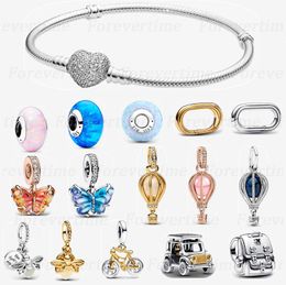 Avec des bracelets d'os de serpent en boîte d'origine pour femmes pour femmes rose gold bleu papillon suspension charme ajuster le collier de bracelet pandoras
