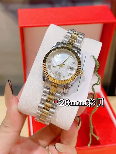 Avec la boîte d'origine Vendeur chaud Femmes Montre Lady Taille 28mm Date Fille Montre-bracelet en verre saphir 2813 Mouvement Montres à mouvement mécanique automatique