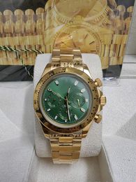 Avec boîte d'origine de luxe automatique 2813 mouvement mécanique montre cadran vert montres hommes 116508 or 116520 116528 montres-bracelets pour hommes 2024