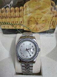 Con caja original Relojes de zafiro de moda de lujo de alta calidad 8k blanco Diamante Dial Bisel 18038 Reloj automático para hombre 2023