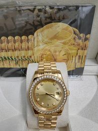 Met originele doos luxe modehorloges hoogwaardige saffier 41 mm 18k geel gouden diamanten wijzerplaat 18038 Watch Automatic herenhorloge polshorloge 2023